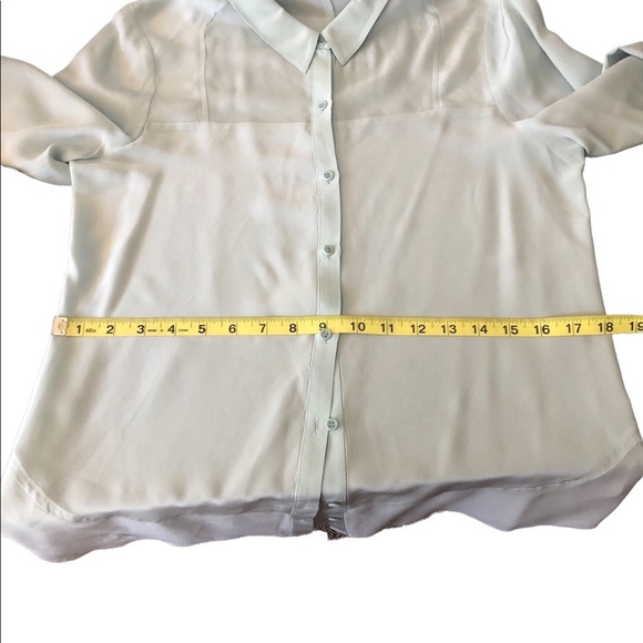 Trouve pale green long sleeve silk button down sheer top size small - Picture 7 of 11
